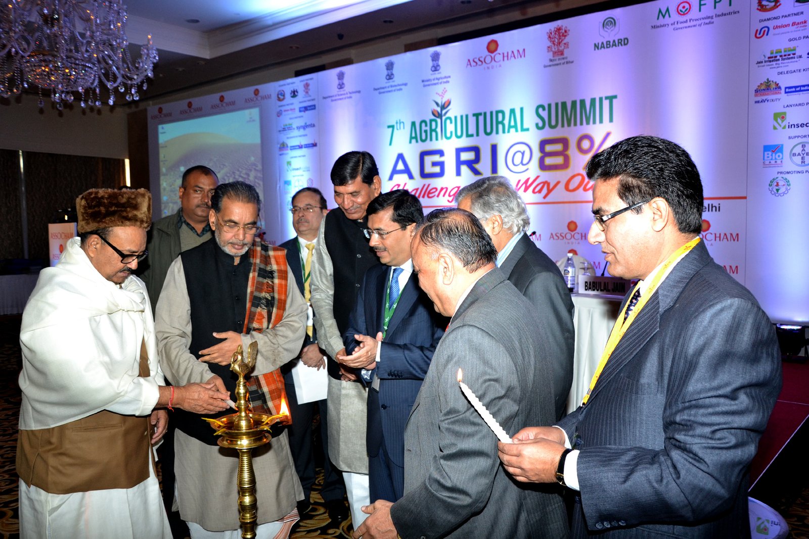 The Union Minister for Agriculture, Shri Radha Mohan Singh lighting the lamp at the 7th Agricultural Summit, in New Delhi on January 15, 2015.