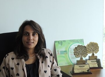 Ms Cheryl pinto, director, corporate affairs, Glenmark with the two greentech environment award trophies