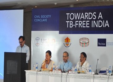â€“ Left to Right: Dr. Sunil Khaparde, Deputy Director General-TB, Central TB Division; Dr. Jamie Tonsing, Regional Director, The Union South-East Asia; Dr. R.S. Gupta, Dy. Director General-CST, NACO, Ministry of Health and Family Welfare; Dr. Jagdish Pra