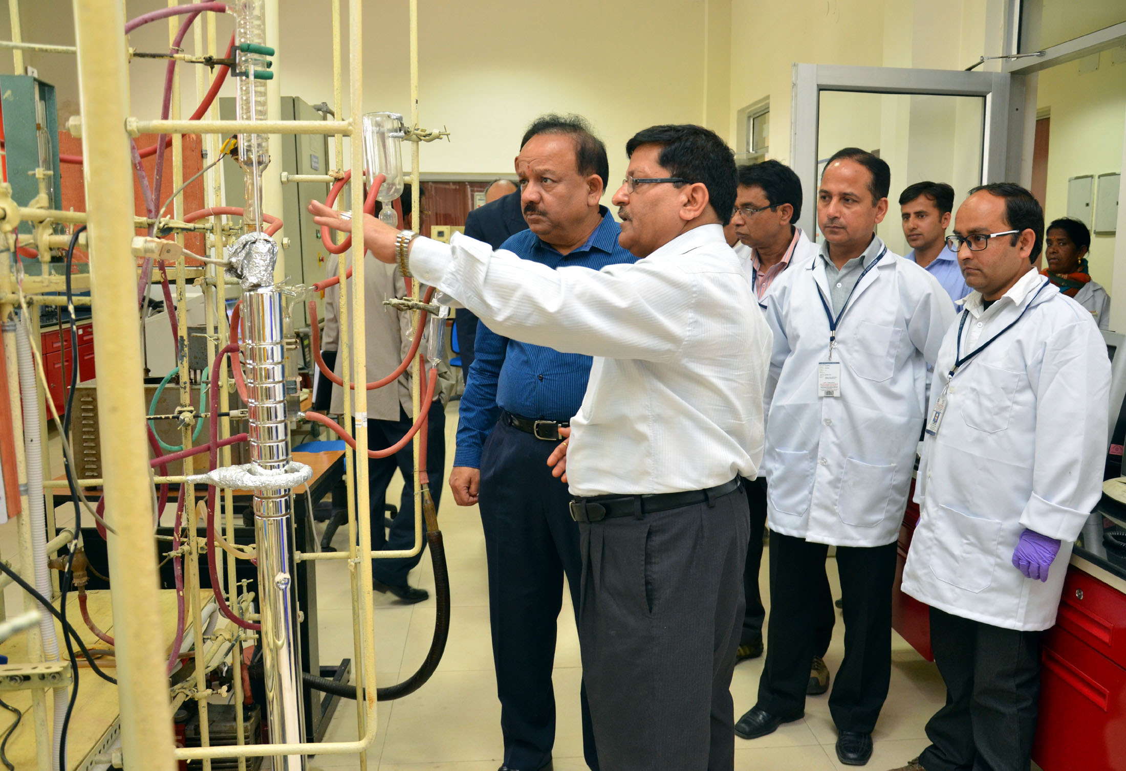 The Union Minister for Science & Technology and vice-president of CSIR, Dr Harsh Vardhan visiting the Indian Institute of Petroleum, in Dehradun on April 17, 2015 