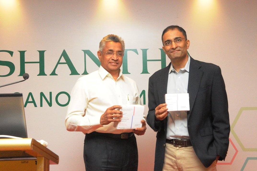 K I Varaprasad Reddy (left) , founder of Shantha Biotechnics, and Harish Iyer , managing director and ceo of Shantha Biotechnics, releasing a five-in-one pediatric pentavalent vaccine, Shan5, in Hyderabad