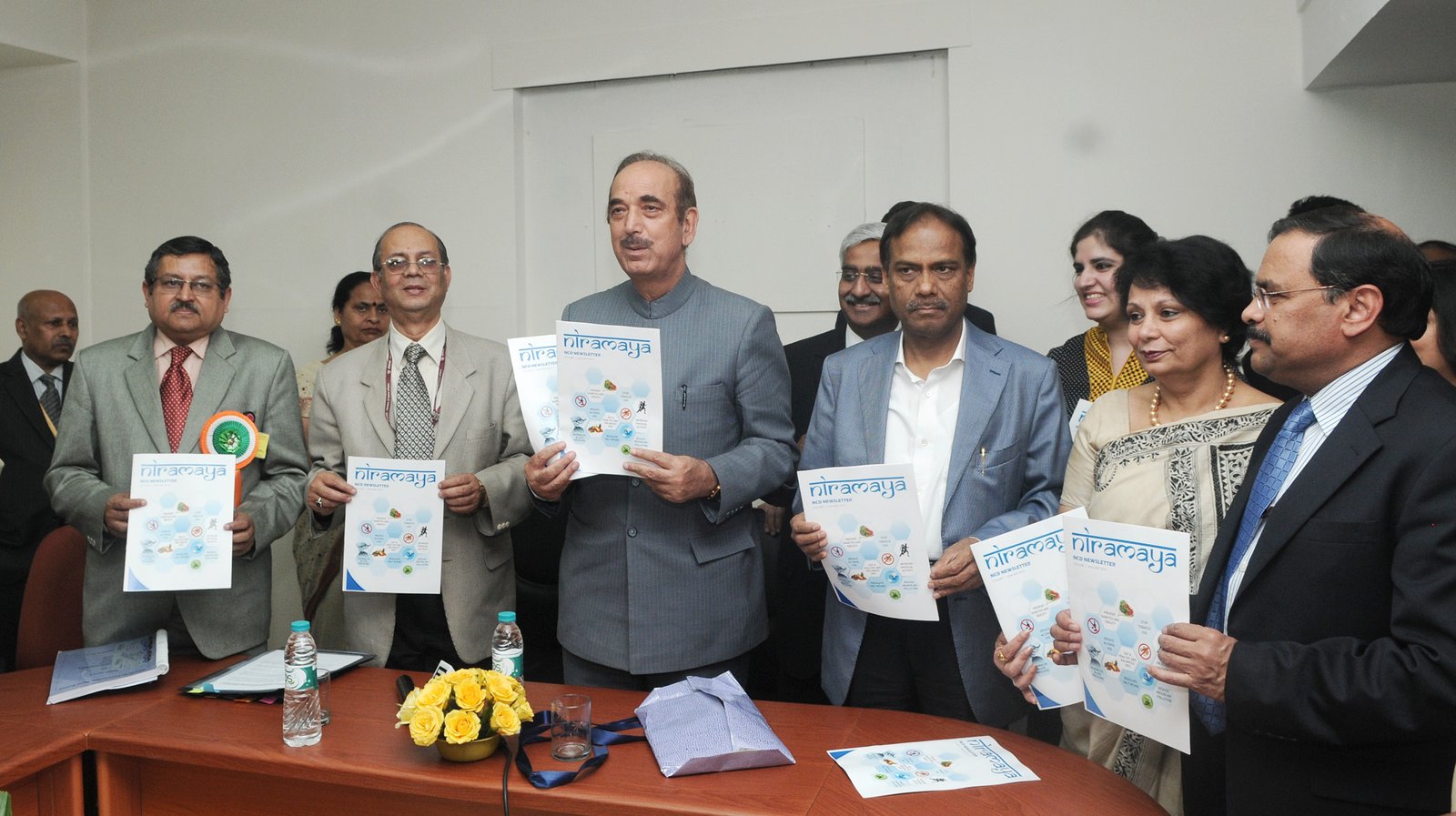 The Union Minister for Health and Family Welfare, Ghulam Nabi Azad releasing the NCD newsletter 'Niramaya', at the inauguration of the Department of Health Research Building, in New Delhi on February 27, 2014. The DG, ICMR and Secretary, Department of