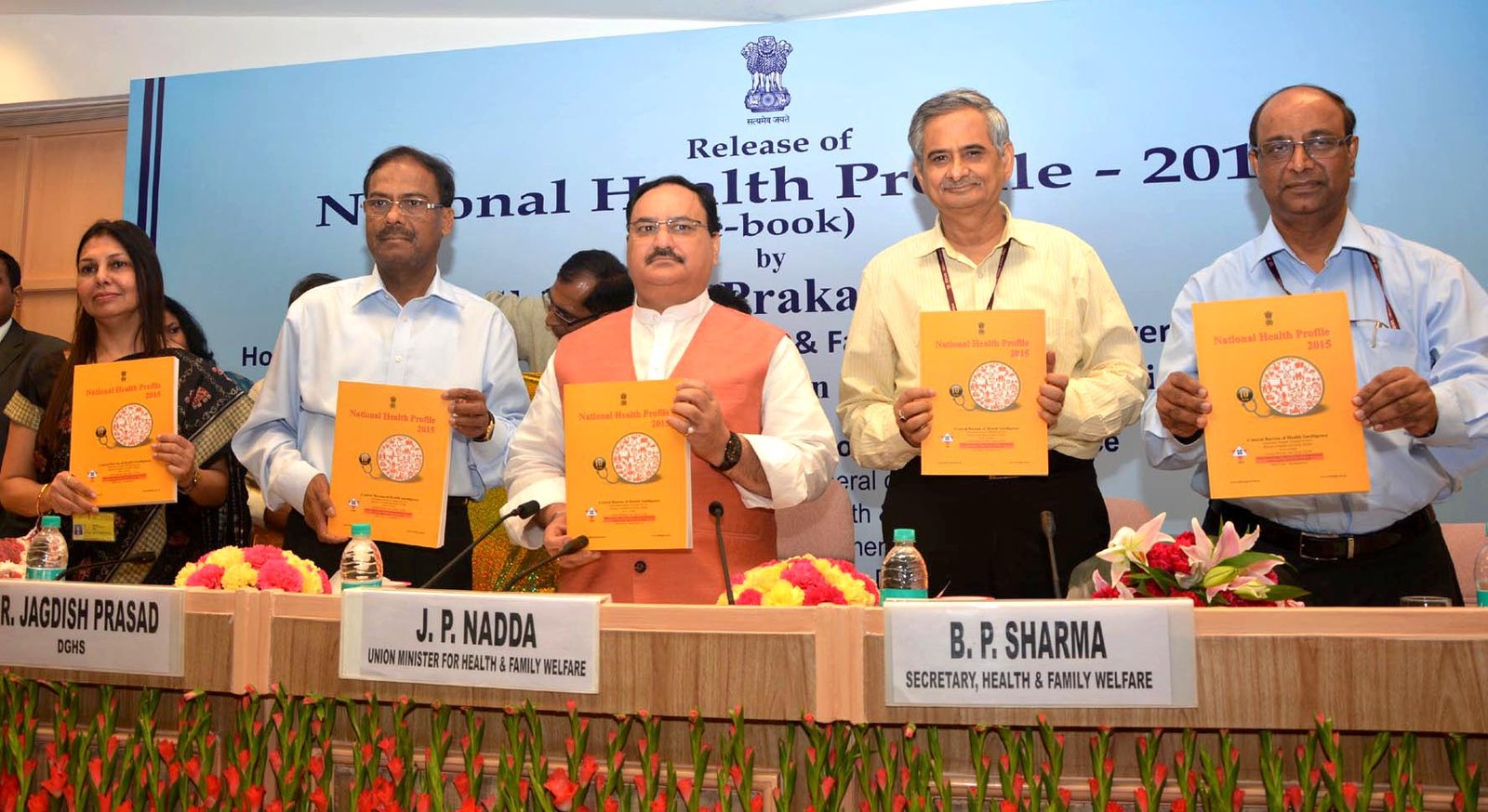 The union minister for health and family welfare, Mr J P Nadda releasing the â€œNational Health Profile-2015â€?, published by the Central Bureau of Health Intelligence (CBHI), in New Delhi on September 22, 2015