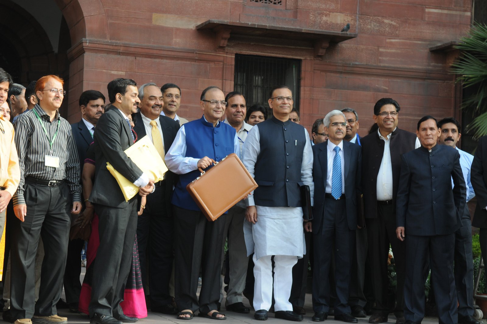 The union minister for finance, Mr Arun Jaitley departs from North Block to Parliament House to present the General Budget 2015-16, in New Delhi on February 28, 2015.