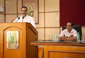 Union minister of state for agriculture, Mr Sanjeev K Baliyan speaking at NIRJAFT, Kolkatta on June 29, 2015.