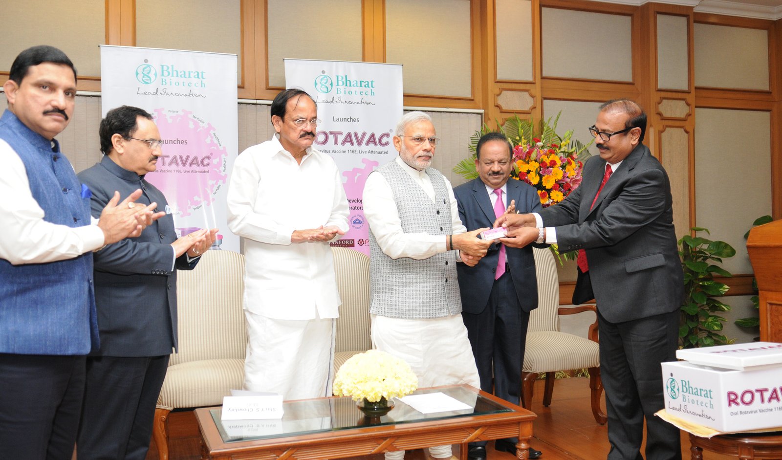 The prime minister, Narendra Modi launching the first indigenously developed and manufactured vaccine against Rotavirus, in New Delhi on March 09, 2015