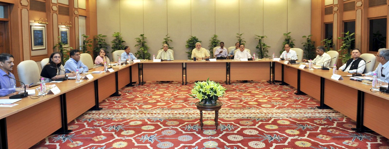 The Prime Minister, Mr Narendra Modi chairing the meeting on the progress of various healthcare initiatives of the Union Government, in New Delhi on June 09, 2015. The Union Minister for Health and Family Welfare, Mr J P Nadda and other dignitaries are al