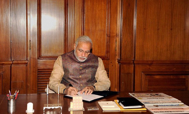 File photo: The Prime Minister, Narendra Modi joining office on May 27, 2014.