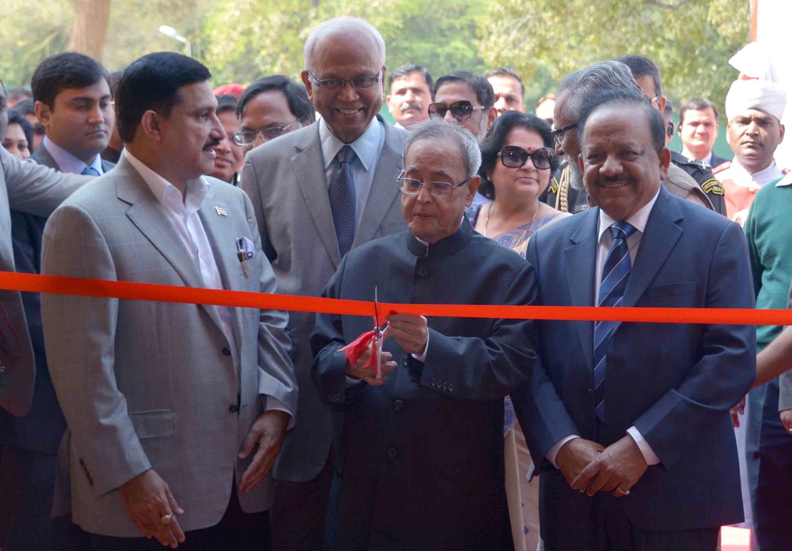 The President, Mr Pranab Mukherjee inaugurating the Innovation Exhibition, at Rashtrapati Bhavan, in New Delhi on March 07, 2015. The union minister for science and technology and earth sciences, Dr Harsh Vardhan also seen in the pic