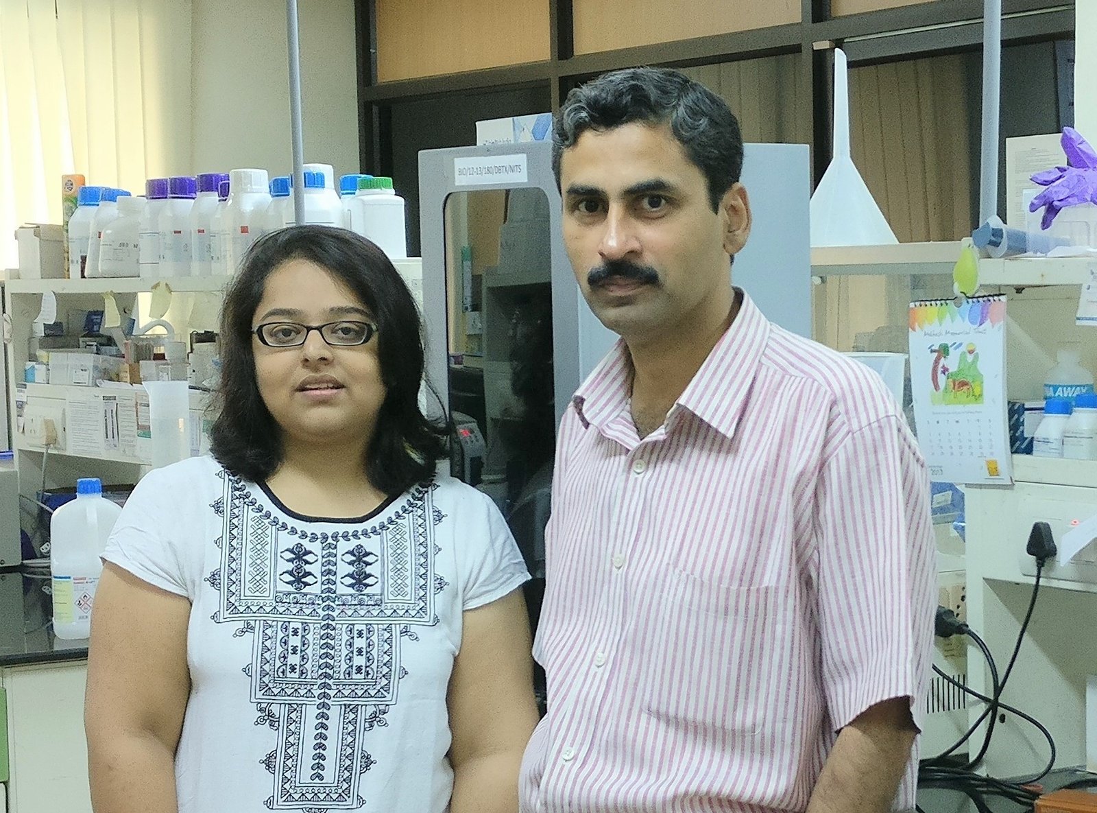 Prof. Nitish R. Mahapatra, Biotechnology Dept, IIT Madras & his student and First Author of Research Paper Dr. Lakshmi Subramanian