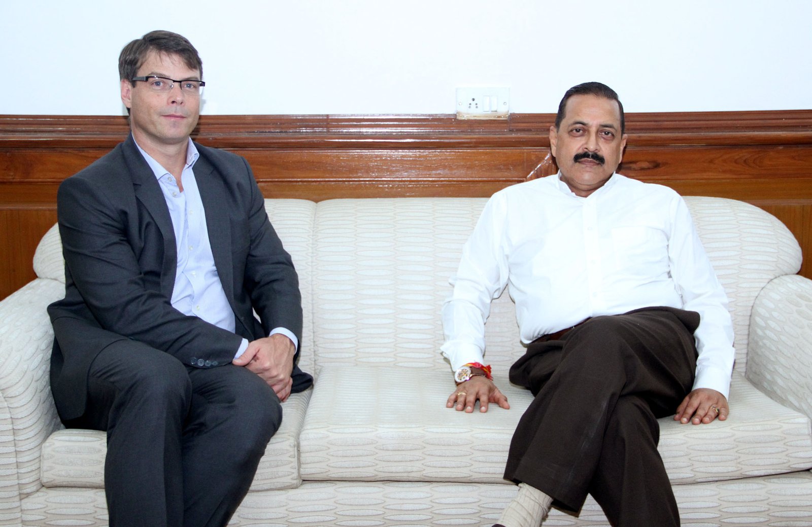 The high commissioner of Australia to India, Mr Patrick Suckling calling on the minister of state for science and technoloy, Dr Jitendra Singh, in New Delhi on August 26, 2014.