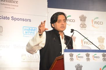 Making his point Shashi Tharoor, minister of state for human resource development