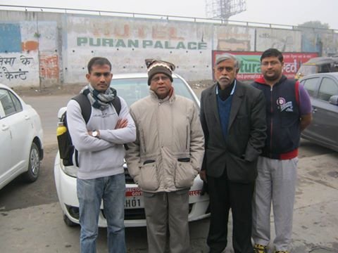 Unique protest: Mr Siva Ranjan (From L) with Prof N Satya Murthy, director, IISER, Mohali and Prof K S Viswanathan at Ambala on December 26.