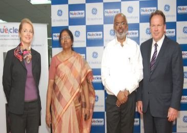 L to R- Ms Terri Bresenham, president and CEO, GE Healthcare India, Ms Sumathi Velumani, director, Thyrocare, Dr A Velumani, founder and MD, NHL, Mr John Dineen, president and CEO, GE Healthcare